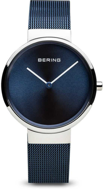 Image of Bering Time - Classic - Ladies Two Tone Silver Tone and Blue Milanese Mesh Watch 14531-307