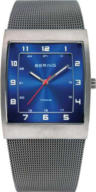 Image of Bering Time - Classic - Mens Grey & Blue Titanium Case Mesh Watch 11233-078
