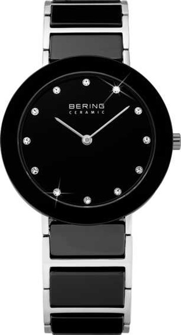 Image of Bering Time - Ladies Black Ceramic Link Watch withs 11435-749 (Womens)
