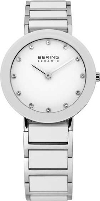 Image of Bering Time - Ladies White Ceramic Link Watch withs 11429-754 (Womens)