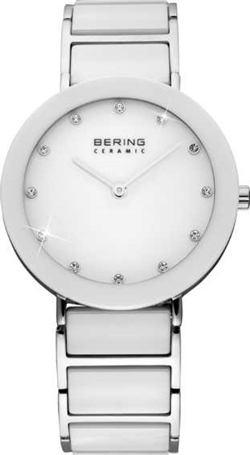 Image of Bering Time - Ladies White Ceramic Link Watch withs 11435-754 (Womens)