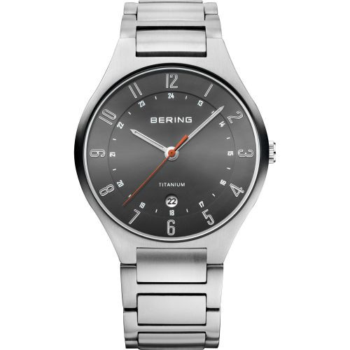 Bering Time - Mens Grey Titanium Watch with Dark Grey Dial 11739-772