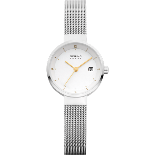 Image of Bering Time - Solar - Ladies Silver-Tone Milanese Mesh Watch w/ Date (Womens) 14426-001