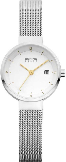 Image of Bering Time - Solar - Ladies Silver-Tone Milanese Mesh Watch w/ Date (Womens) 14426-001