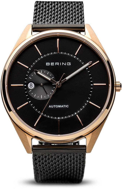 Image of Bering Time Watch - Automatic Mens Black Dial and Mesh Band 16243-166