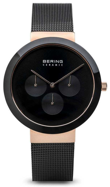 Image of Bering Time Watch - Ceramic Mens with Black Dial & Mesh Strap 35040-166