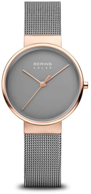 Image of Bering Time Womens Watch - Solar - Polished/Brushed Pink 14331-369