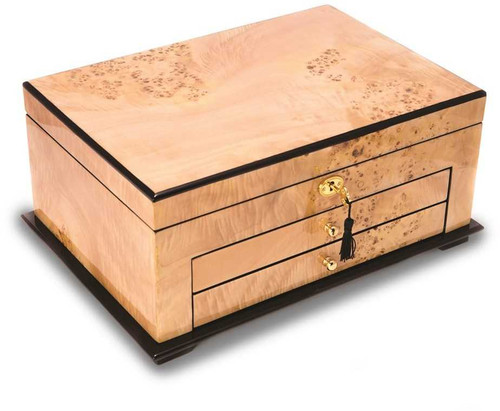 Image of Birdseye Maple Lacquered Wood 3 Level Jewelry Box