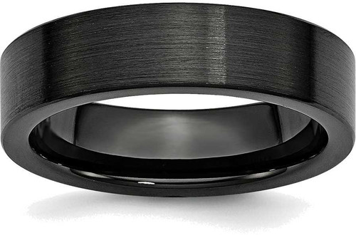 Image of Black Ceramic Flat 6mm Brushed Band Ring