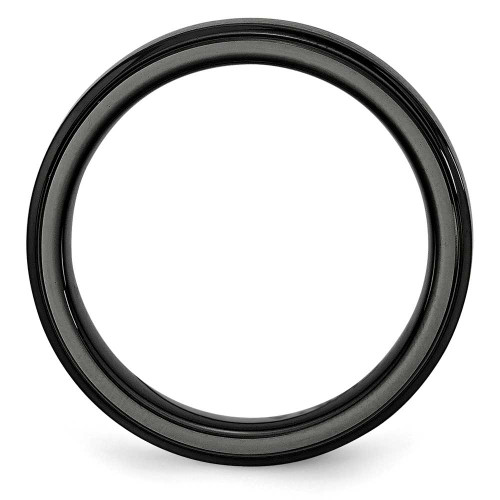 Image of Black Ceramic Ridged Edge 6mm Brushed and Polished Band Ring