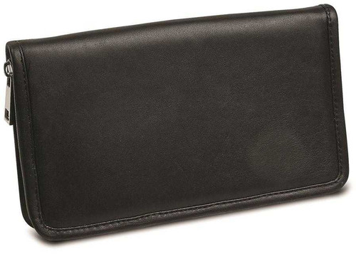 Image of Black Leather Zip Around Jewelry Wallet