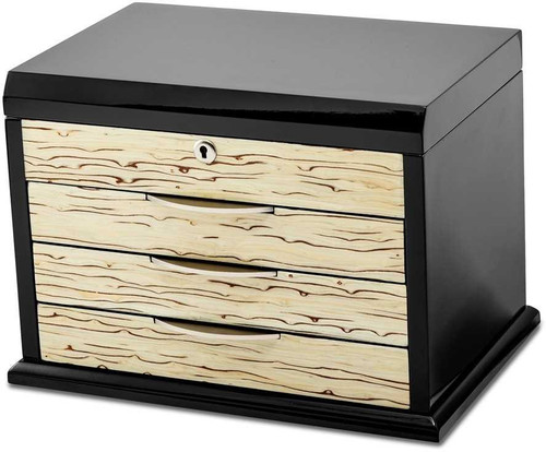 Image of Black Oak Veneer w/ Iced Maple Veneer Front Jewelry Chest