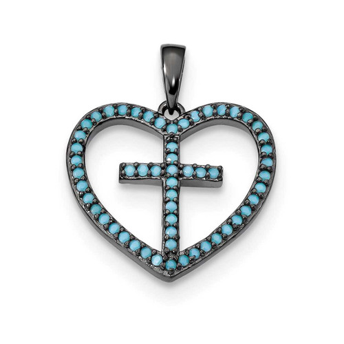 Image of Black-Plated Sterling Silver Dyed White Howlite Cross Pendant
