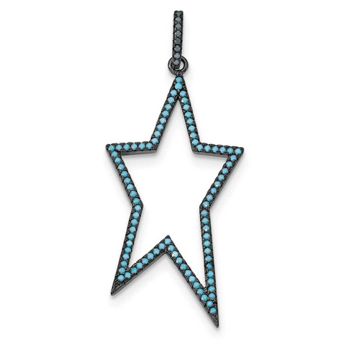 Image of Black-Plated Sterling Silver Dyed White Howlite Star Pendant