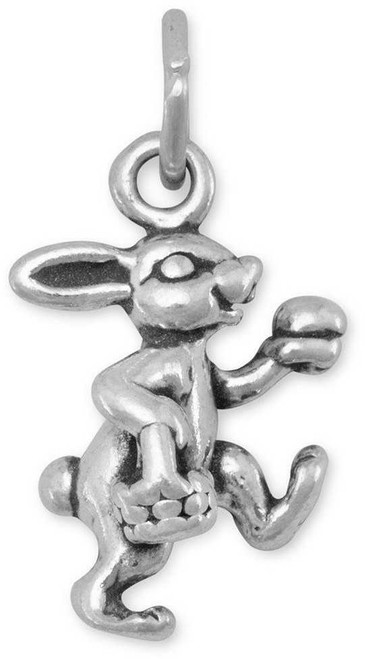 Image of Bunny with Basket Charm 925 Sterling Silver