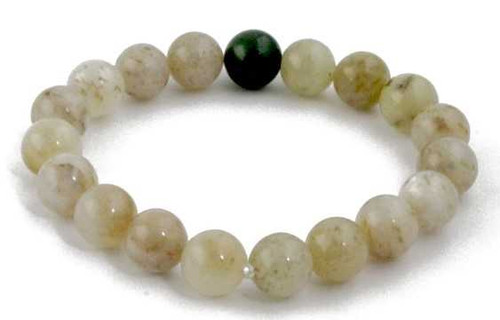 Image of Canadian & Siberian Genuine Natural Nephrite Jade Elastic Bead Bracelet