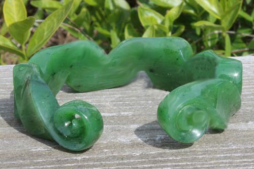 Canadian Genuine Natural Nephrite Jade Carved Cuff Bracelet