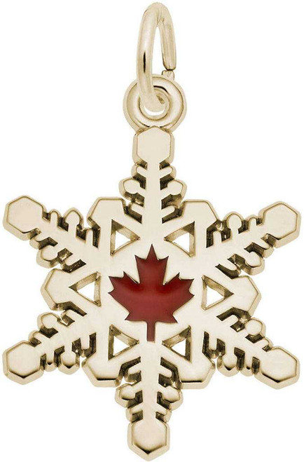 Image of Canadian Snowflake Charm w/Red Enamel (Choose Metal) by Rembrandt