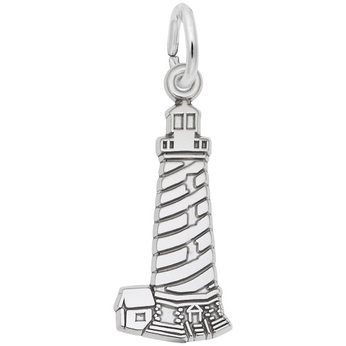 Image of Cape Hatteras, NC Flat Lighthouse Charm (Choose Metal) by Rembrandt