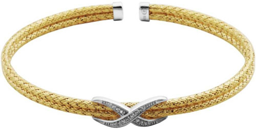 Image of Charles Garnier - "Barbara" - 4mm Gold Plated Sterling Silver Cuff Bracelet w/ CZ Infinity Symbol