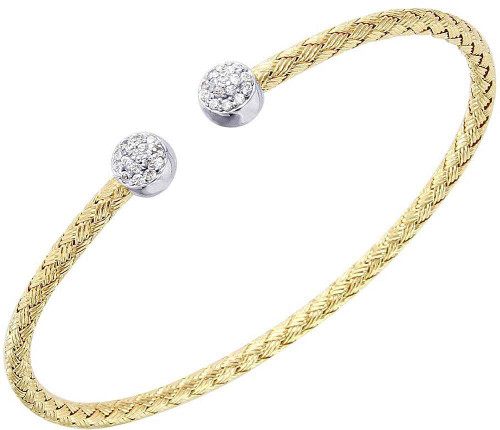 Image of Charles Garnier - "Bebe" - 3mm Gold-Plated & Rhodium-Plated Sterling Silver CZ Cuff Bracelet