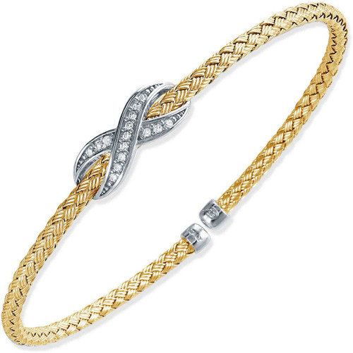 Image of Charles Garnier - "Infinity" - Gold-Plated Sterling Silver 3mm Woven X CZ Cuff Bracelet