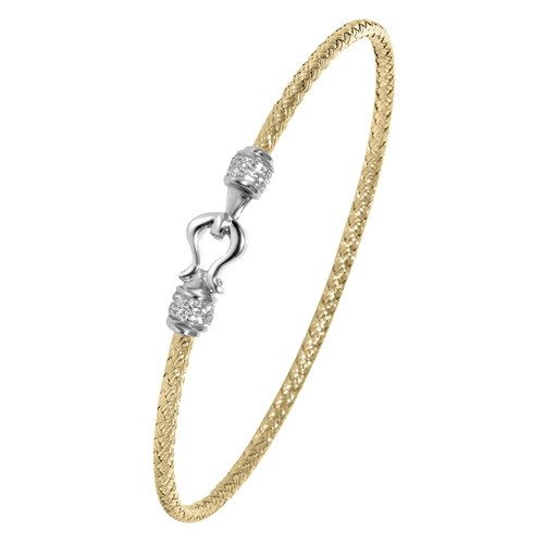 Charles Garnier - Jane - Gold-Plated & Rhodium-Plated Sterling Silver 2mm Woven CZ Bangle Bracelet