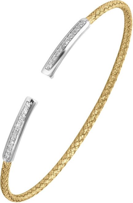 Image of Charles Garnier - "Kara" - Gold-Plated Sterling Silver 2mm Woven CZ Cuff Bracelet