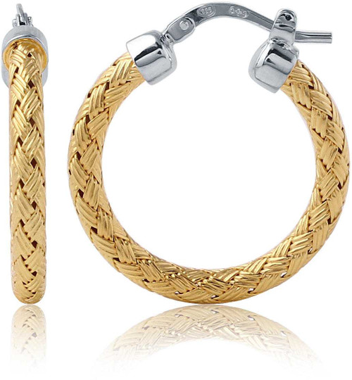 Image of Charles Garnier - "Milan" - 25mm Gold-Plated & Rhodium-Plated Sterling Silver Hoop Earrings