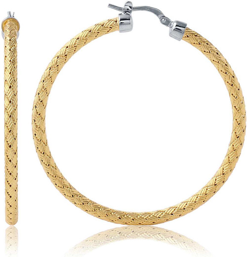 Image of Charles Garnier - "Milan" - 45mm Gold-Plated & Rhodium-Plated Sterling Silver Hoop Earrings