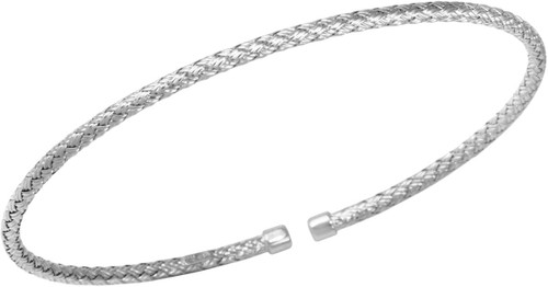 Image of Charles Garnier - "Niza" - Rhodium-Plated Sterling Silver 2mm Woven Cuff Bracelet