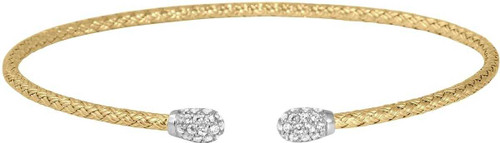 Image of Charles Garnier - "Patsy" - Gold-Plated Sterling Silver 2mm Woven CZ Cluster End Cuff Bracelet