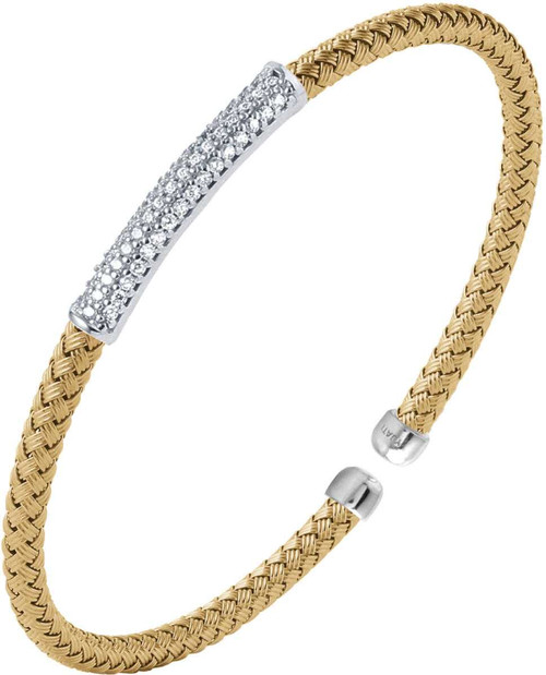 Image of Charles Garnier - "Poli" - 4mm Gold-Plated & Rhodium-Plated Sterling Silver CZ Cuff Bracelet