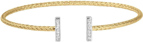 Image of Charles Garnier - "Rena" - Gold-Plated Sterling Silver 2mm Woven CZ Cuff Bracelet