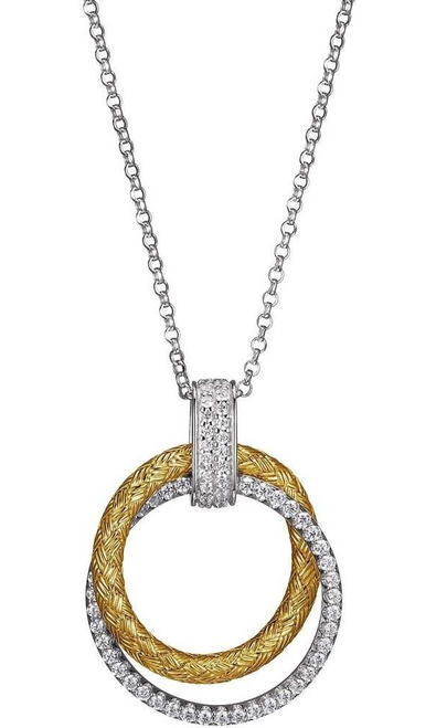 Image of Charles Garnier - 17" + 2" Gold Plated Sterling Silver Necklace w/ Interlocking Rings Pendant & CZ