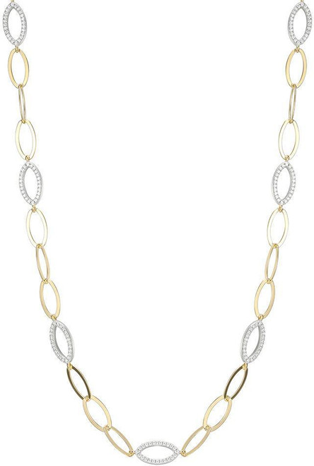 Image of Charles Garnier 17" + 2" Gold-Plated Sterling Silver Paperclip Chain Necklace w/ 7 Double Sided CZ Link Stations