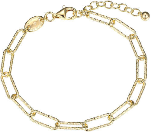 Image of Charles Garnier 6.75" + 1.25" Gold-Plated Sterling Silver Diamond-cut Paperclip Chain Bracelet