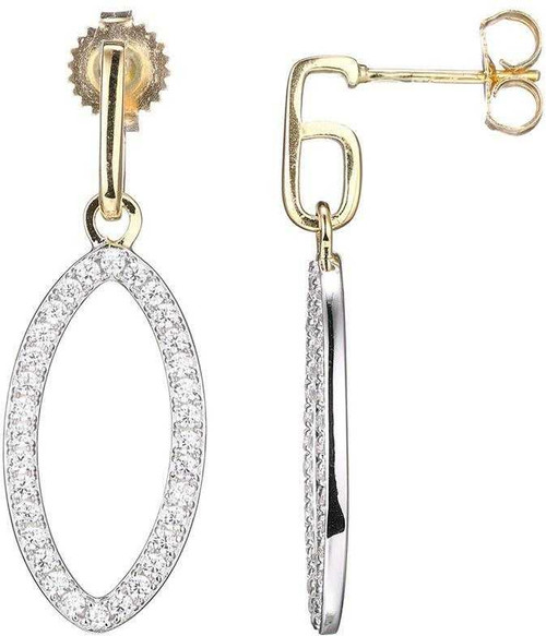Image of Charles Garnier Gold-Plated Sterling Silver Marquise-Shaped CZ Drop Earrings