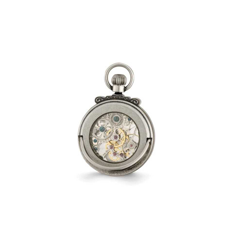 Image of Charles Hubert Antiqued Chrome Finish Brass Skeleton Pocket Watch