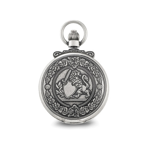 Charles Hubert Antiqued Chrome Finish Lion Crest Pocket Watch