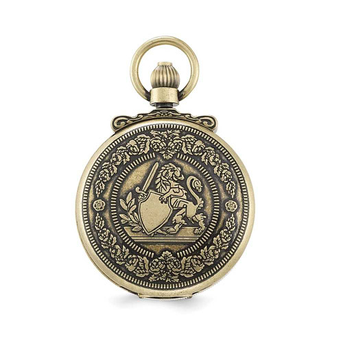 Image of Charles Hubert Antiqued Gold-Finish Lion Crest Pocket Watch