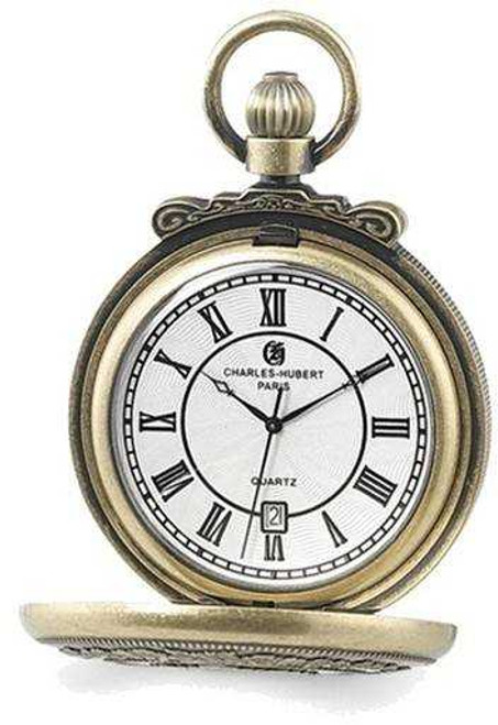 Image of Charles Hubert Antiqued Gold-Finish Shield Pocket Watch