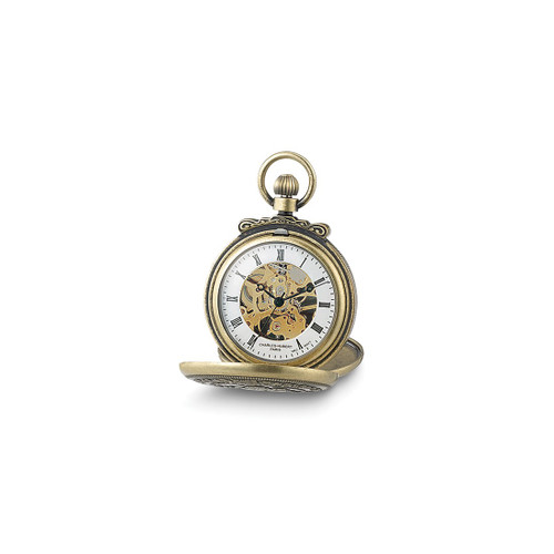 Charles Hubert Antiqued Gold-Finish Skeleton Pocket Watch XWA3346