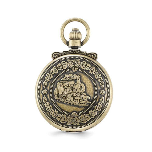 Image of Charles Hubert Antiqued Gold-Finish Steam Engine Pocket Watch