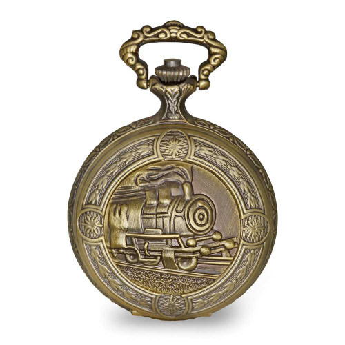 Image of Charles Hubert Antiqued Gold-Finish Train Pocket Watch