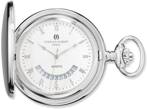 Charles Hubert Chrome-Finish White Dial Pocket Watch XWA4356
