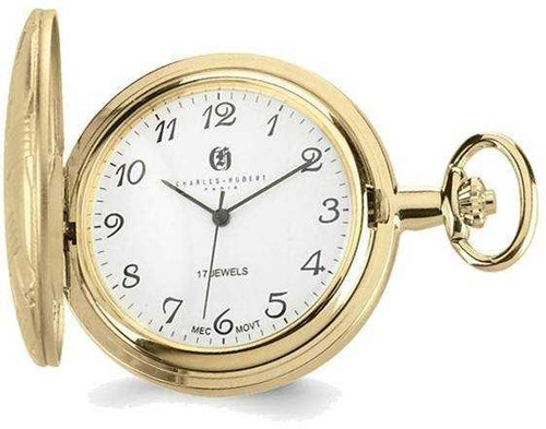 Image of Charles Hubert Gold-Finish Brass Basketweave Pocket Watch XWA3362