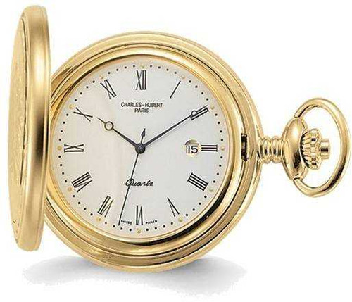 Image of Charles Hubert Gold-Finish Off-White Dial with Date Pocket Watch