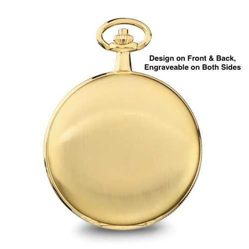 Image of Charles Hubert Gold-Finish Satin White Dial Day/Date Pocket Watch