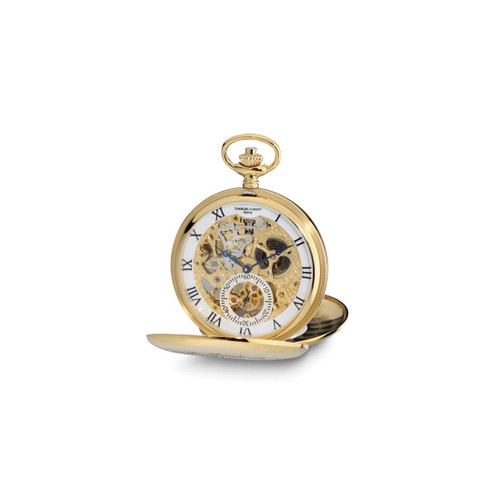 Charles Hubert IP-plated Open Heart 53mm Case Pocket Watch